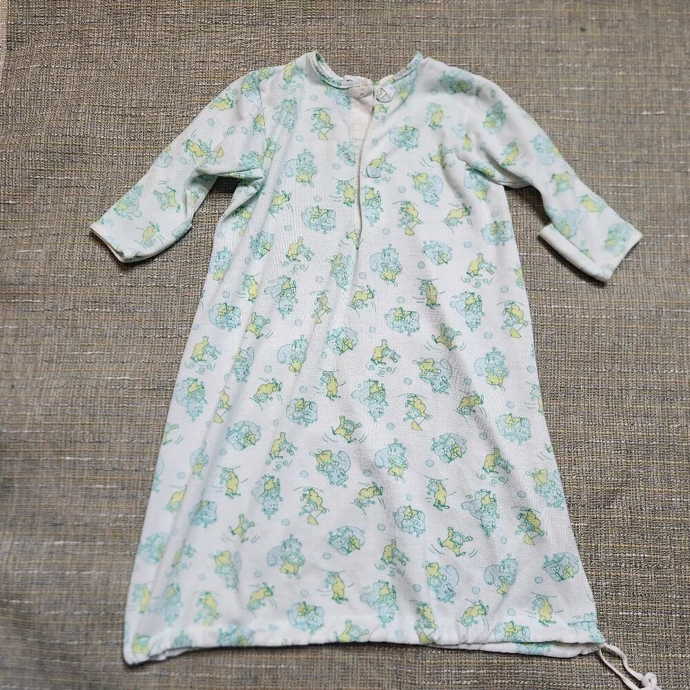 VTG Carters Newborn Sleep Bag Sack Layette Bears Clowns Green Newborn 3M